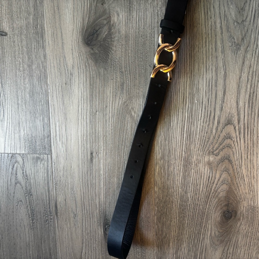 Marshalls Black Belt with Gold Buckle